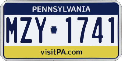 PA license plate MZY1741