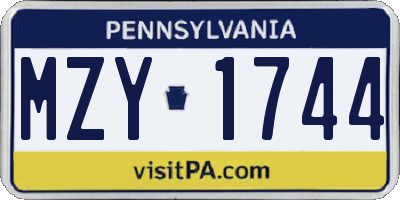 PA license plate MZY1744