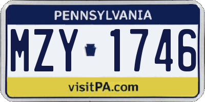 PA license plate MZY1746