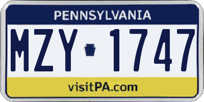 PA license plate MZY1747