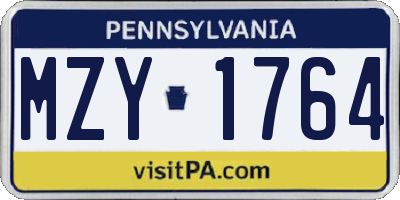 PA license plate MZY1764