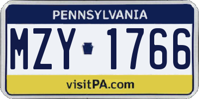 PA license plate MZY1766