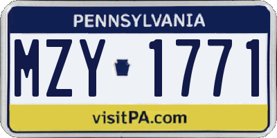 PA license plate MZY1771