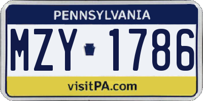 PA license plate MZY1786