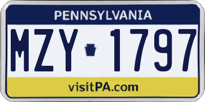 PA license plate MZY1797