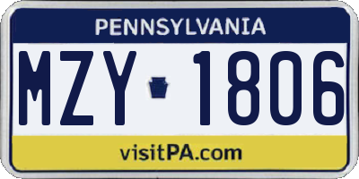 PA license plate MZY1806