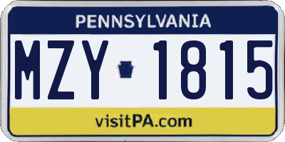 PA license plate MZY1815