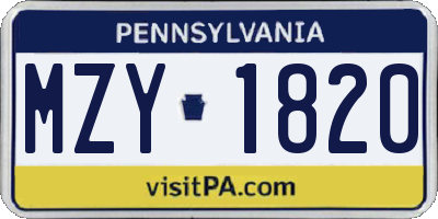 PA license plate MZY1820