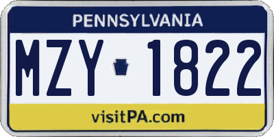 PA license plate MZY1822