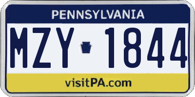 PA license plate MZY1844