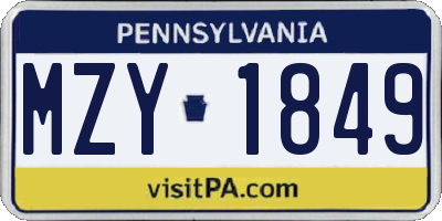 PA license plate MZY1849