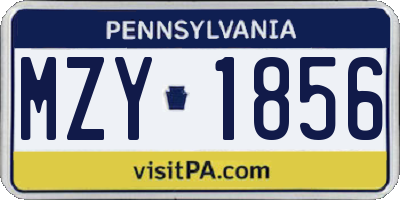 PA license plate MZY1856