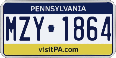PA license plate MZY1864