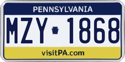 PA license plate MZY1868