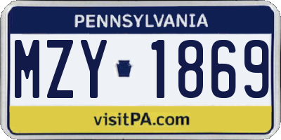 PA license plate MZY1869