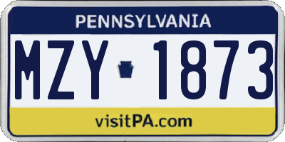 PA license plate MZY1873