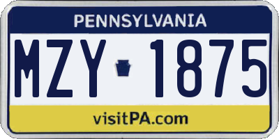 PA license plate MZY1875
