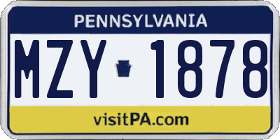 PA license plate MZY1878