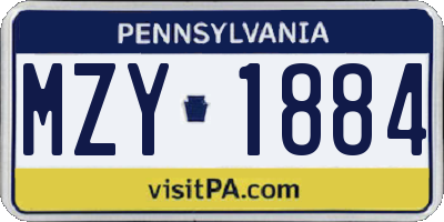 PA license plate MZY1884
