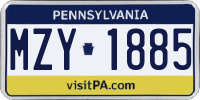 PA license plate MZY1885