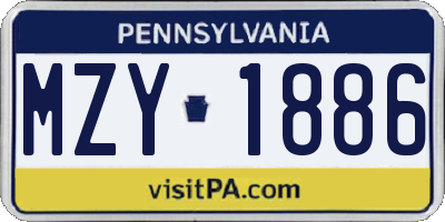PA license plate MZY1886