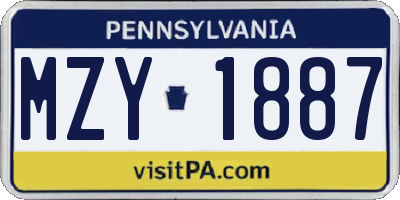 PA license plate MZY1887