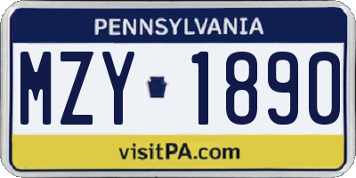 PA license plate MZY1890