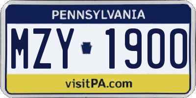 PA license plate MZY1900