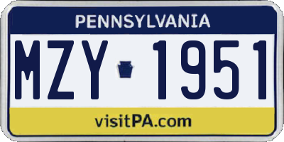 PA license plate MZY1951