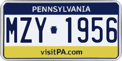 PA license plate MZY1956