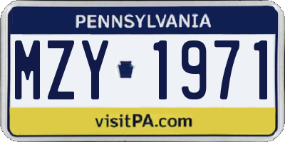 PA license plate MZY1971