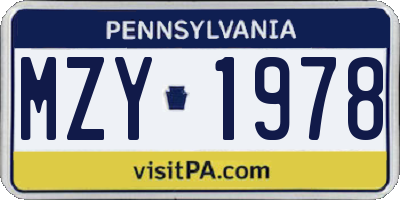 PA license plate MZY1978
