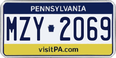 PA license plate MZY2069