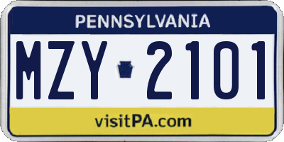 PA license plate MZY2101