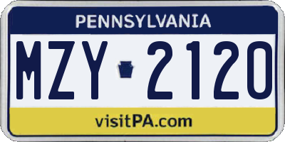 PA license plate MZY2120