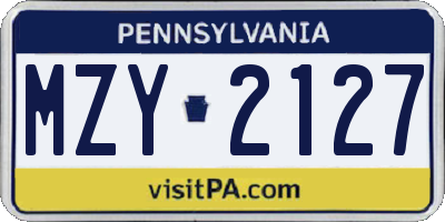 PA license plate MZY2127
