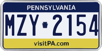 PA license plate MZY2154