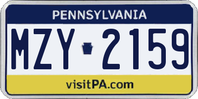 PA license plate MZY2159