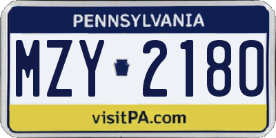 PA license plate MZY2180