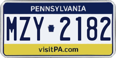 PA license plate MZY2182