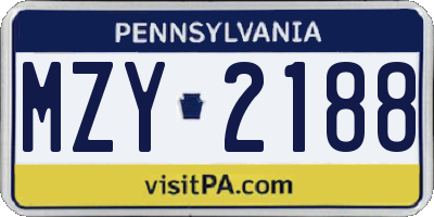 PA license plate MZY2188