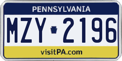 PA license plate MZY2196