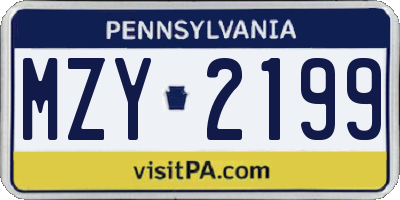 PA license plate MZY2199