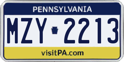 PA license plate MZY2213