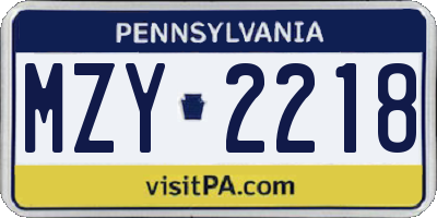 PA license plate MZY2218