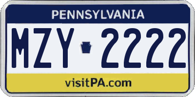 PA license plate MZY2222