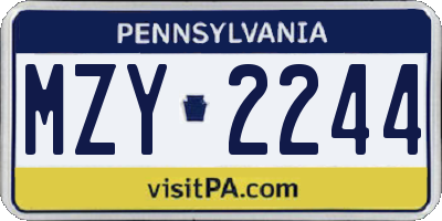 PA license plate MZY2244
