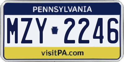 PA license plate MZY2246