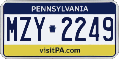 PA license plate MZY2249