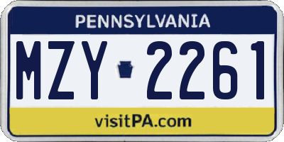 PA license plate MZY2261